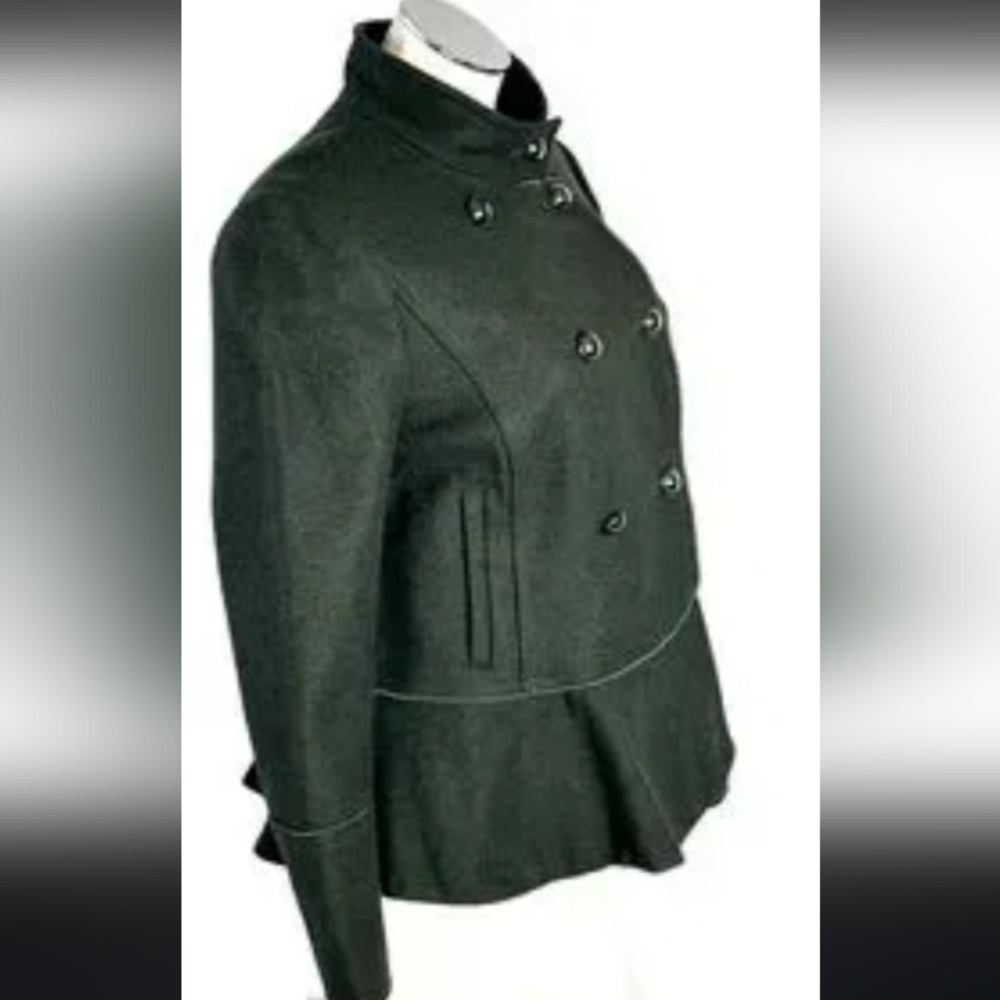 Banana Republic Dark Green Double-Breasted Trench Coat - Picture 3 of 6